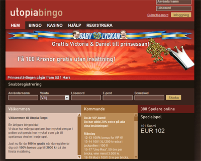 Utopia bingo gratis bingo pengar